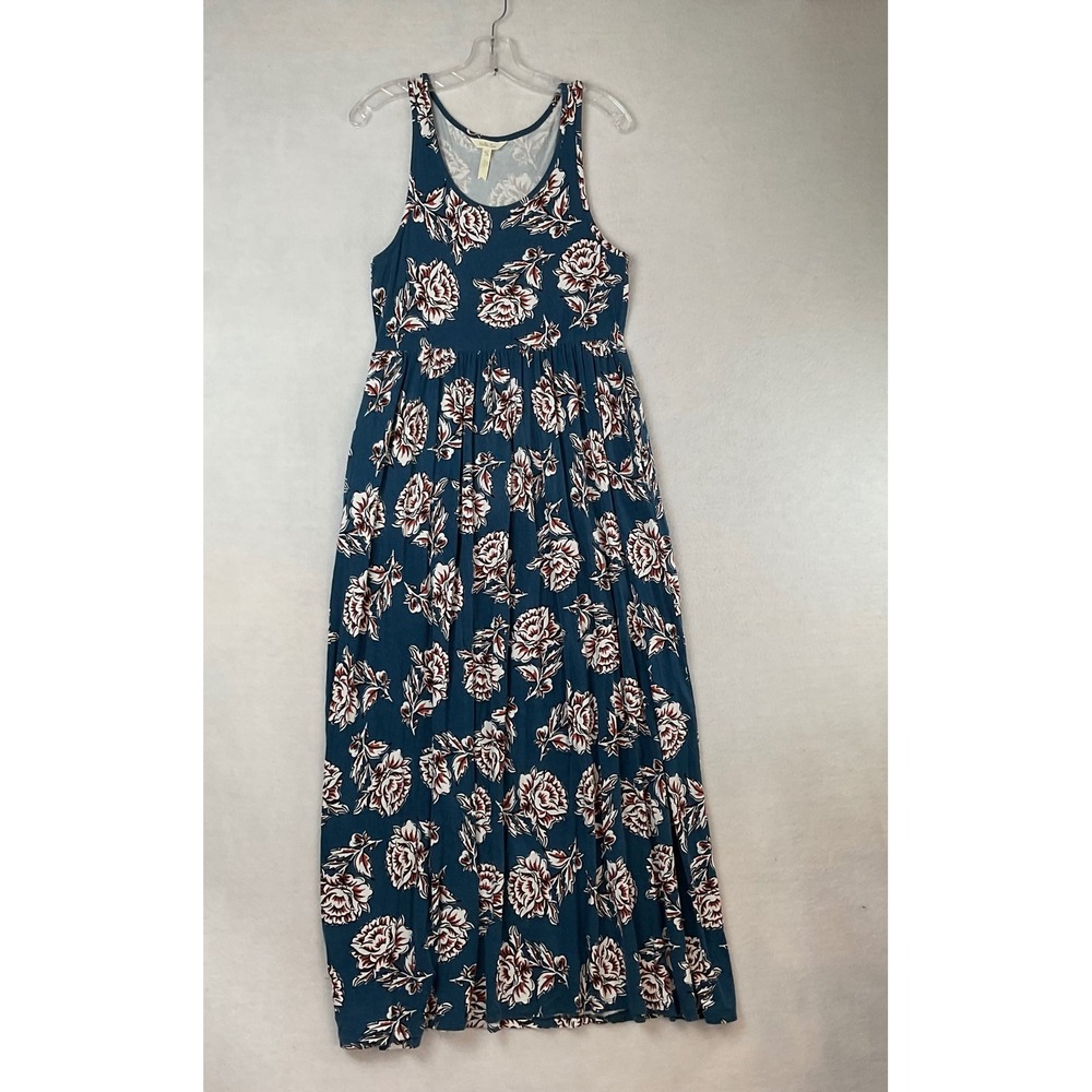 Matilda Jane Womens Floral Sleeveless Maxi‎ Dress Teal Blue Size M Knit